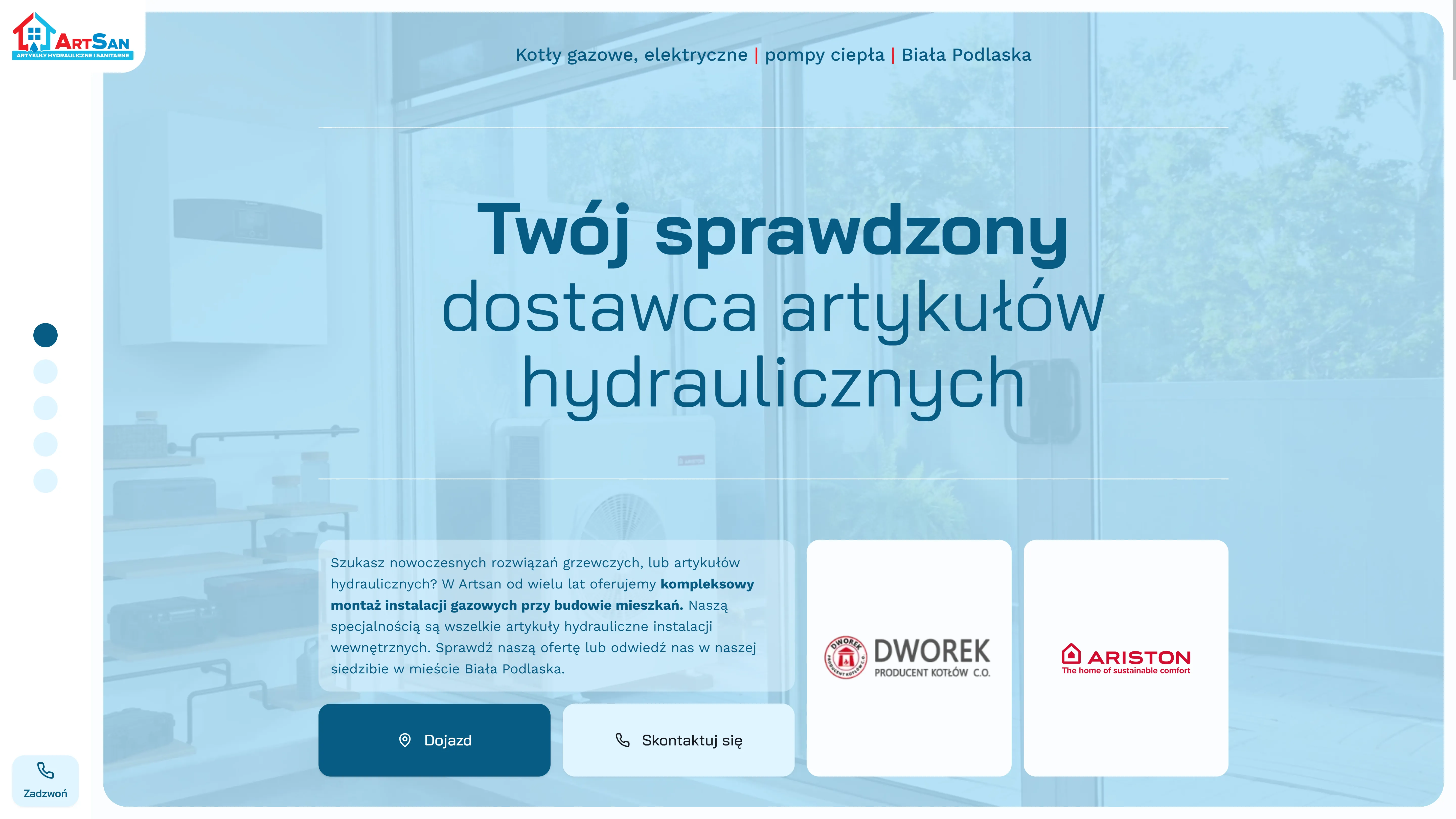 Widok na główną stronę ArtSan