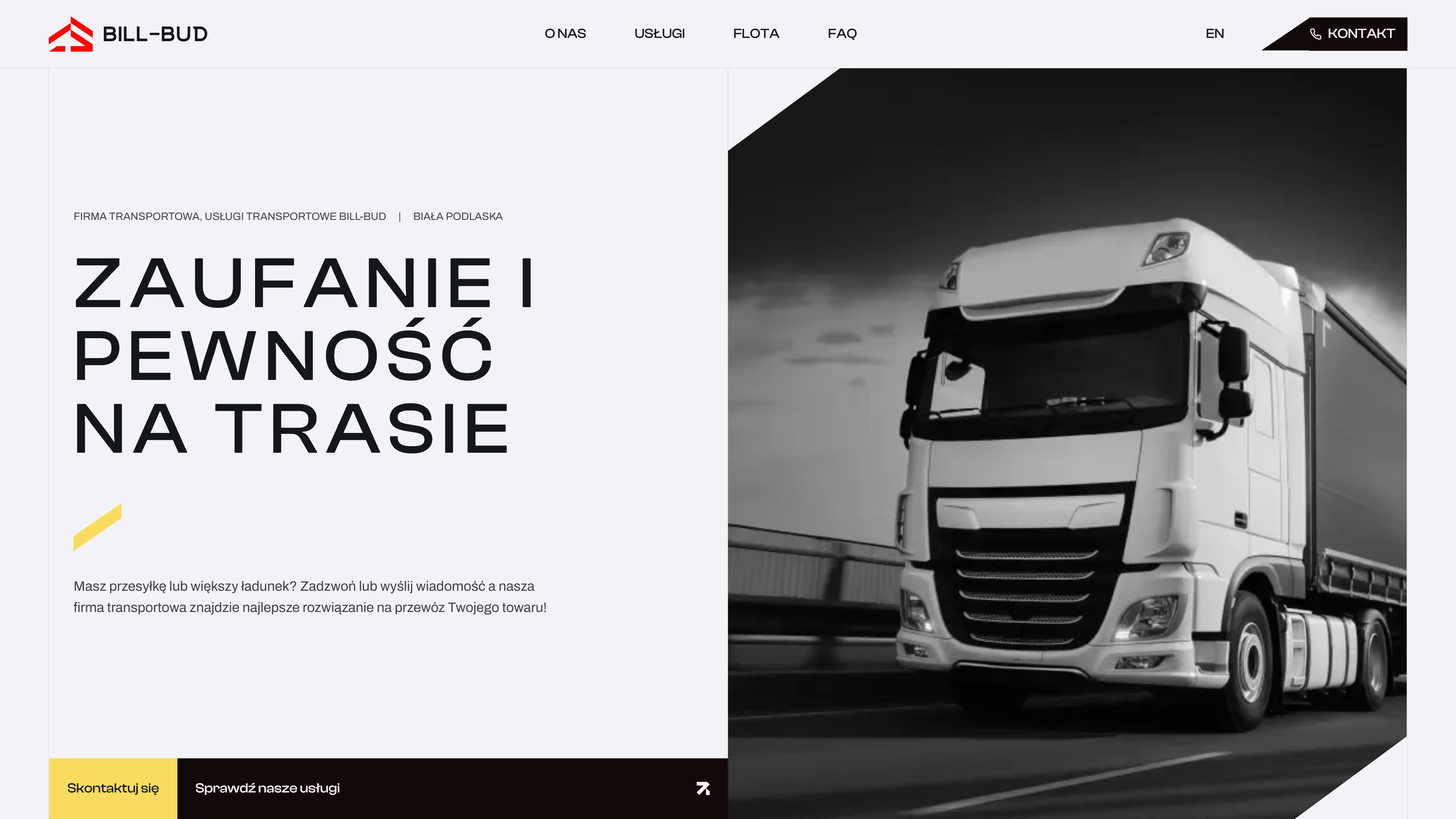 Widok na główną stronę Bill Bud Transport